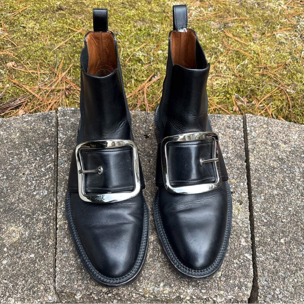 Givenchy Black Leather Buckle Boots